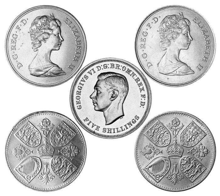 Royaume-Uni. Commemorative Crowns 1951-1980 Lot of 5 (Sans, Postzegels en Munten, Munten | Europa | Niet-Euromunten