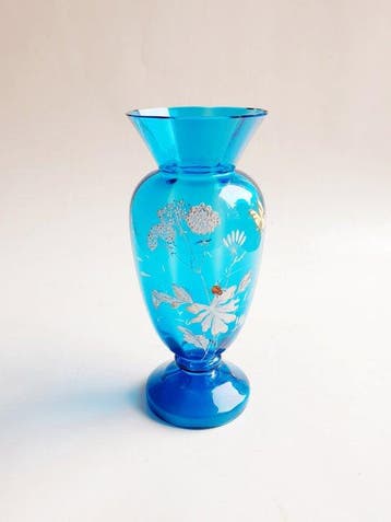 Harrach (attr.) Bohême - Vase - Fleurs et insectes;, Antiek en Kunst