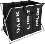 Wasmand - 3 vakken - zwart met tekst - 90 liter  - 60 cm, Huis en Inrichting, Badkamer | Badkamermeubels, Verzenden, Nieuw