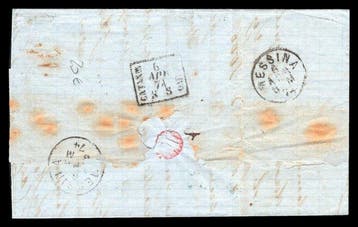 Royaume d’Italie - Lettre de Naples à Catane - Piroscafi, Gestempeld
