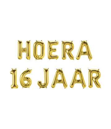 Gouden Ballonnen Set 16 Jaar Hoera 1,9m, Verzenden