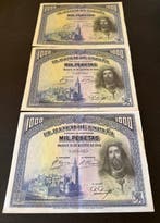 Spanje. - 3 x 1000 Pesetas 1928 - Pick 78 - consecutive, Postzegels en Munten