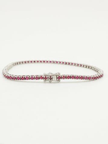 Armband - 18 karaat Witgoud Robijn, Handtassen en Accessoires, Armbanden, Nieuw