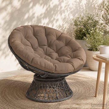 vidaXL Papasan Stoel Kussen VIANEN 100% Polyester Taupe Ø, Verzenden