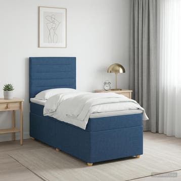 vidaXL Boxspringbed met matras met hoofdeinde Blauw 90 x 200, Verzenden