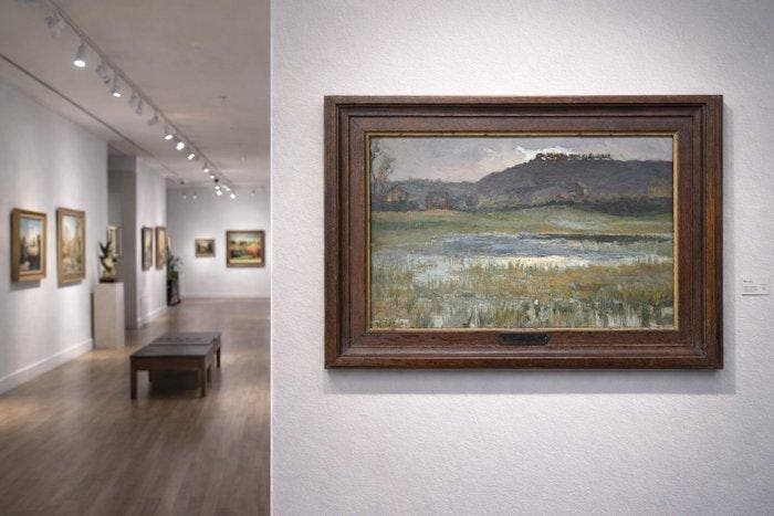 Marius Ledda (1880–1965) - Paysage rural avec plan d’eau, Antiek en Kunst, Kunst | Schilderijen | Klassiek