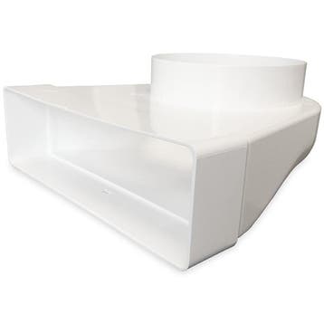Kunststof lepelhoek voor kanaal 204 x 60mm naar Ø 125mm, Verzenden, Nieuw