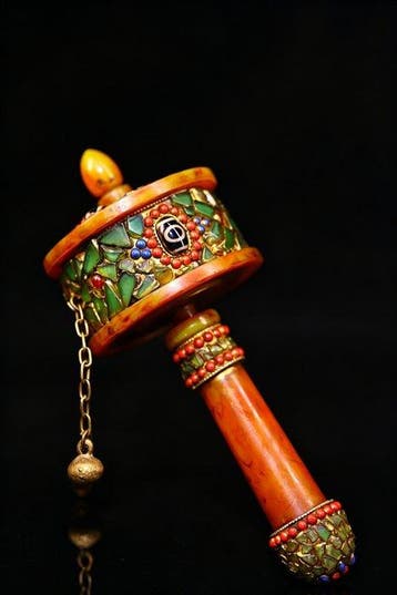 Gebedsmolen of gebedswiel - Agaat, Hars, Messing - 2020+ -, Antiek en Kunst