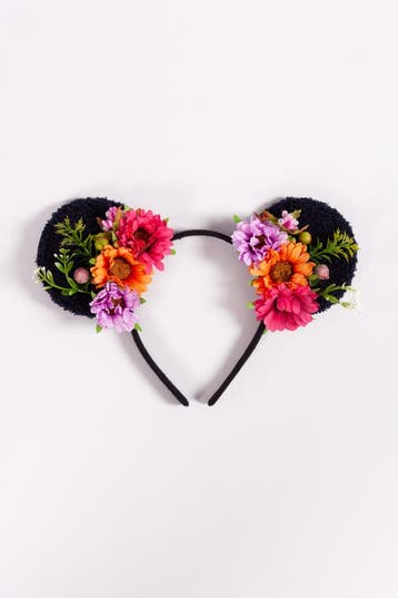 KIMU® Haarband Mouse Oortjes Bloemetjes Oranje Paars Roze Ma, Kleding | Dames, Ophalen of Verzenden, Nieuw