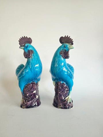 Chinese porseleinen hanen - turkoois - China (Zonder