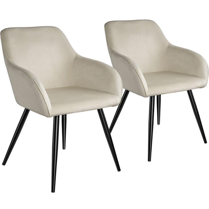 tectake Eetkamerstoel Marilyn fluweellook, zwarte stoelpoten, Huis en Inrichting, Stoelen, Verzenden