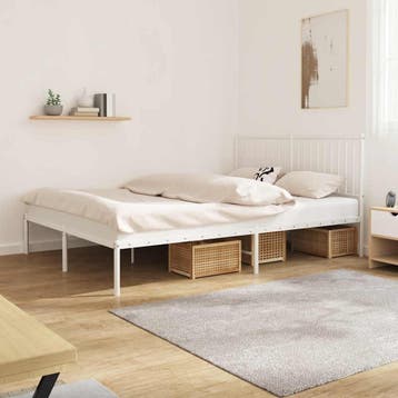 vidaXL Bedframe met hoofdbord metaal wit 160x200 cm, Verzenden, Nieuw