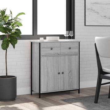 vidaXL Dressoir 70x30x80 cm bewerkt hout grijs sonoma, Verzenden
