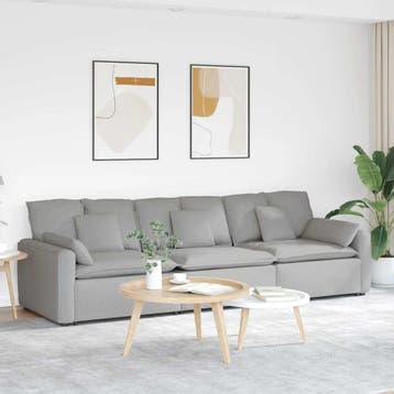 vidaXL Modulaire bank met kussens wolk grijs, Huis en Inrichting, Zetels | Voetbanken en poefs, Verzenden, Nieuw