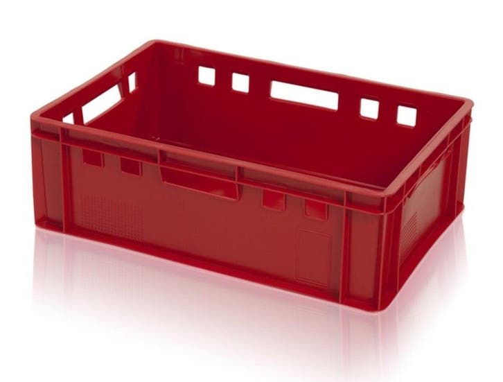 Vleeskrat 600x400x200 mm euronorm rood kunststof nieuw, Doe-het-zelf en Bouw, Kratten en Dozen, Ophalen of Verzenden