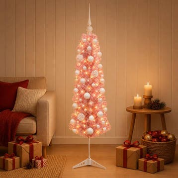 vidaXL Smalle kunstkerstboom met kerstballen 150 cm 150, Diversen, Verzenden, Nieuw