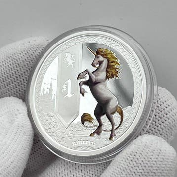 Tuvalu. 1 Dollar 2013 - Mythical Creatures: Unicorn - 1 oz
