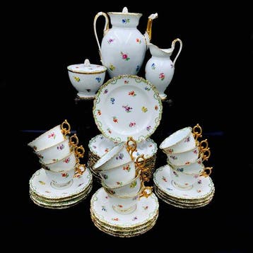 Meissen - Biedermeier Floral Tea/Coffee Set for 12 (40 pcs)