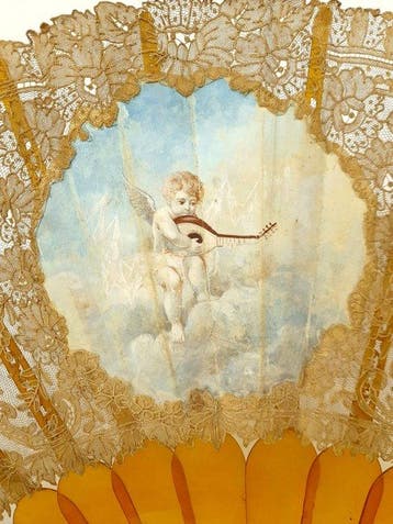 Éventail - Soie, Corne blonde, Dentelle - Belle Époque vers
