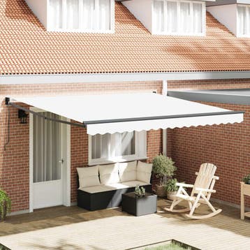 vidaXL Uitschuifbare luifel Wit 400 × 300 cm, Verzenden, Nieuw