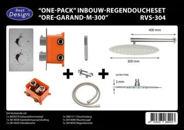 One-Pack inbouw-regendoucheset Muuruitloop 300mm Rond RVS, Ophalen of Verzenden