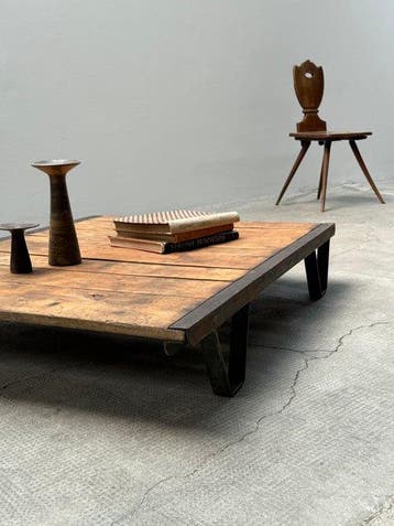 Salontafel - Staal, Hout - Industriële salontafel van