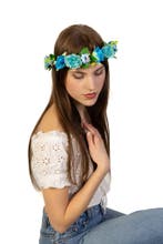 Glitter Bloemenkrans Haar Rozenkrans Blauw Blauwe Bloemen Ha, Ophalen of Verzenden, Nieuw