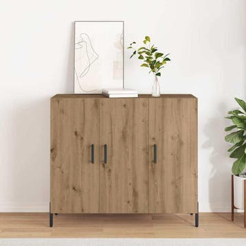 vidaXL Dressoir Artisan Eiken 90 x 34 x 80 cm Bewerkt hout, Maison & Meubles, Armoires | Dressoirs, Verzenden