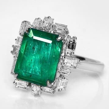 Zonder minimumprijs - Ring - 14 karaat Witgoud, IGI 4,90 ct, Nieuw