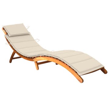 vidaXL Ligbed met kussen massief acaciahout, Tuin en Terras, Verzenden, Nieuw