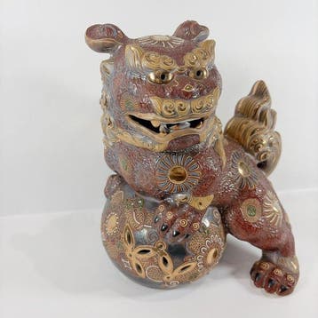 Beeldje - Kutani ware Shishi figurine - Keramiek, Porselein,