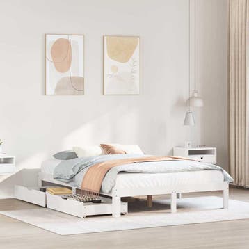 vidaXL Bedframe met lades massief grenenhout wit 140x190 cm, Verzenden, Nieuw