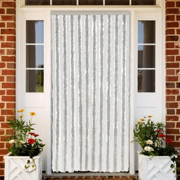 vidaXL Vliegengordijn 90x200 cm chenille lichtgrijs en wit, Verzenden