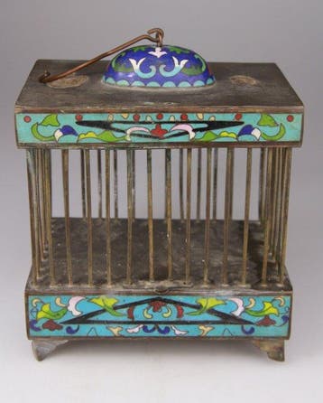 Cage à oiseaux - cloisonné - Chinese Bird Cage, Antiquités & Art