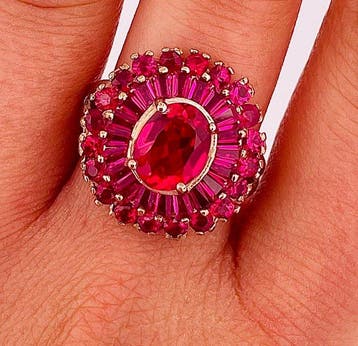 Zonder minimumprijs - Ring - 9 kt. Roségoud, Zilver Robijn -, Nieuw