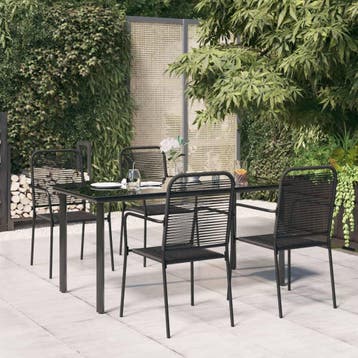 vidaXL 5-delige Tuinset katoenen touw en staal zwart, Tuin en Terras, Verzenden, Nieuw, Tuinset
