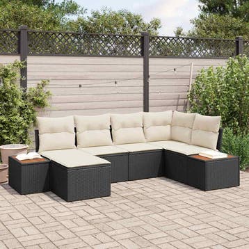 vidaXL Tuinbank Set 7 st 6-Aantal zitplaatsen Zwart en Crème, Verzenden, Nieuw