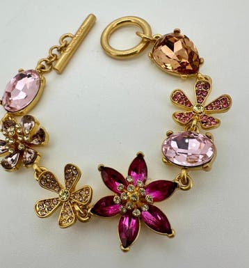 Oscar De La Renta - Plaqué or, Floral Bracelet - Swarovski