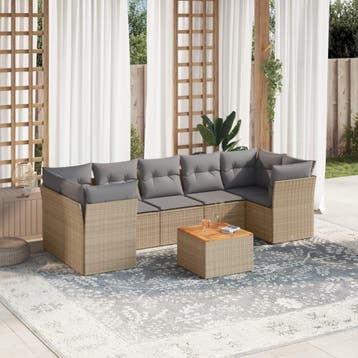 vidaXL 8-delige Loungeset met kussens poly rattan gemengd, Verzenden, Loungeset