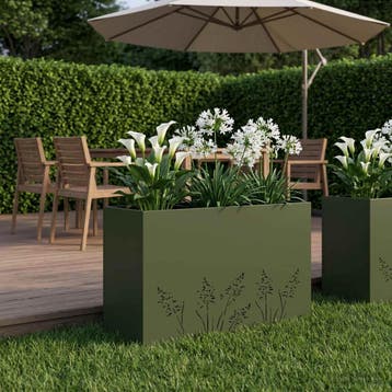 vidaXL Plantenbak Olijfgroen 80 x 30 x 49 cm Koudgewalst, Jardin & Terrasse, Pots de fleurs, Verzenden