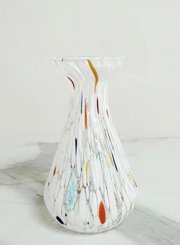 Vase - Verre soufflé à la main - Fabriqué en Italie, Antiquités & Art