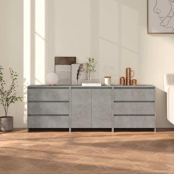 vidaXL 3 st Dressoirs bewerkt hout betongrijs, Verzenden, Nieuw