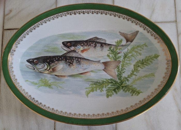 Limoges - Serveerset voor vis (7) - Berry - Porselein, Antiquités & Art, Antiquités | Meubles | Tables