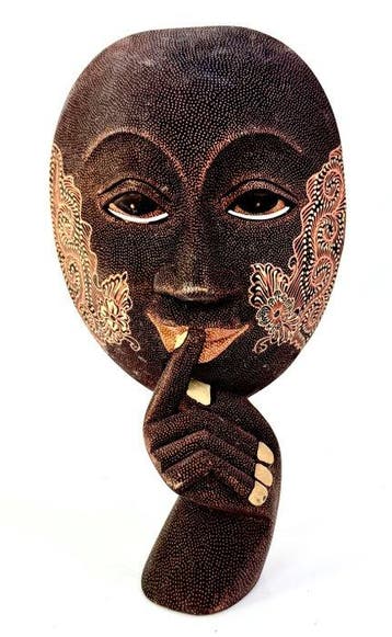 sculptuur, Silenzio sorridente - 24 cm - Hout - 2000
