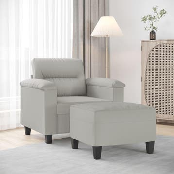 vidaXL Fauteuil met voetenbank / zetel 60 cm microvezelstof, Verzenden