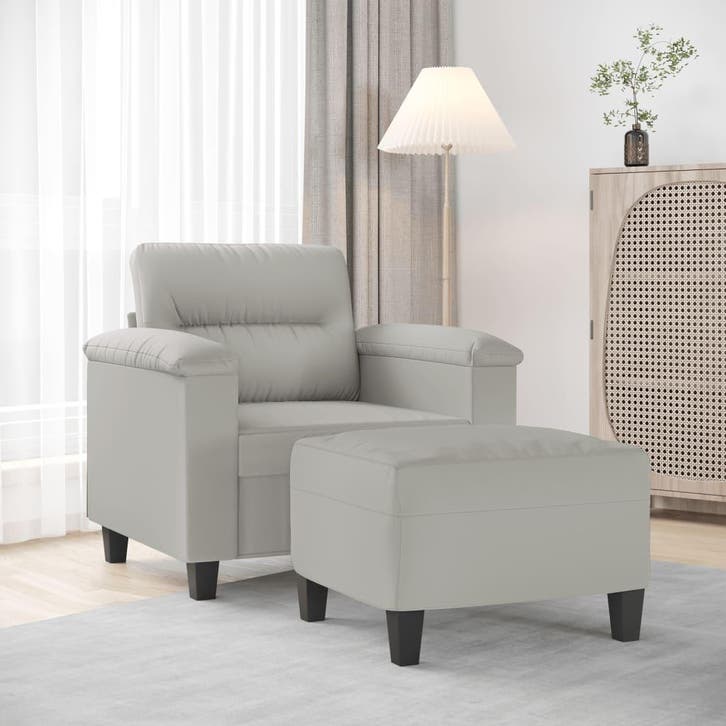 vidaXL Fauteuil met voetenbank / zetel 60 cm microvezelstof, Huis en Inrichting, Zetels | Zetels, Nieuw, Verzenden