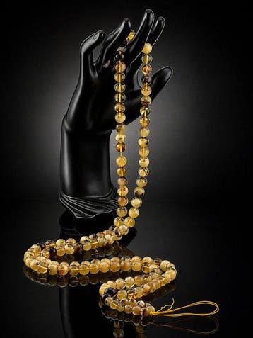 Collier de prière en ambre naturelle — Yapa Mala Beads —