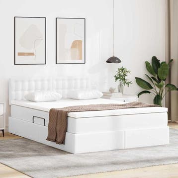 vidaXL Opbergbed met LED met opslag Zuiver Wit 140 x 200 cm, Verzenden