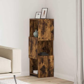 vidaXL Hoekkast 30,5x30x95cm Bewerkt hout Rook Eiken, Huis en Inrichting, Verzenden, Nieuw