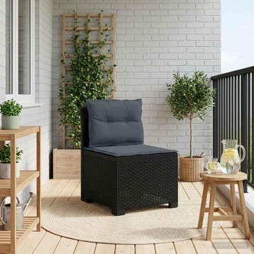 vidaXL Eén-zits Tuin Sofa met Kussens Rieten Look PP, Verzenden